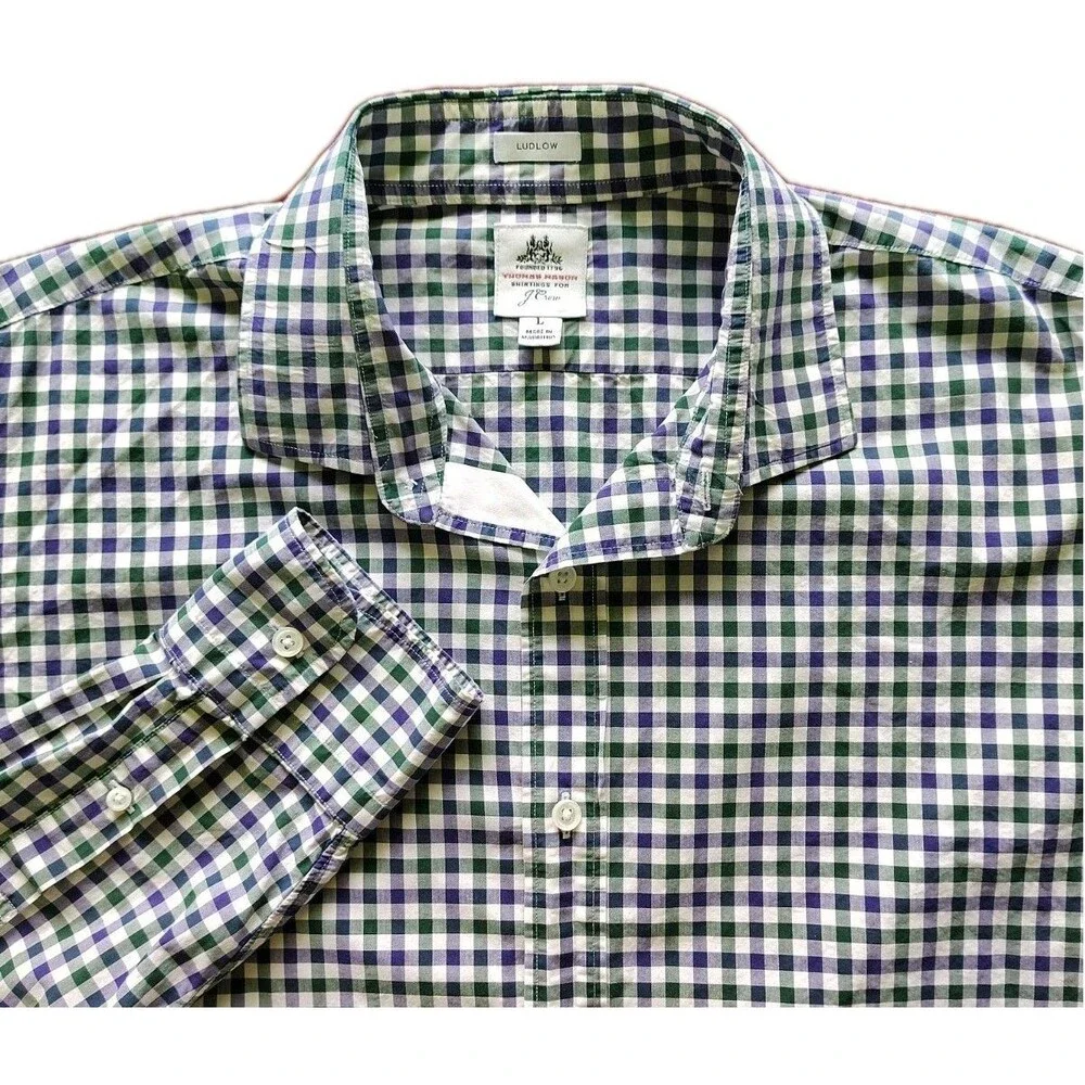 J.Crew Ludlow Thomas Mason Shirting Gingham Large Dress Shirt Mens Cotton Preppy